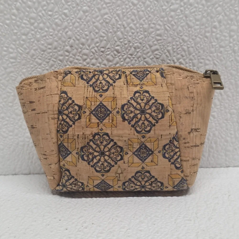 Modaserver Cork Change Purse Coin Purse - Tan, Navy Blue, Yellow